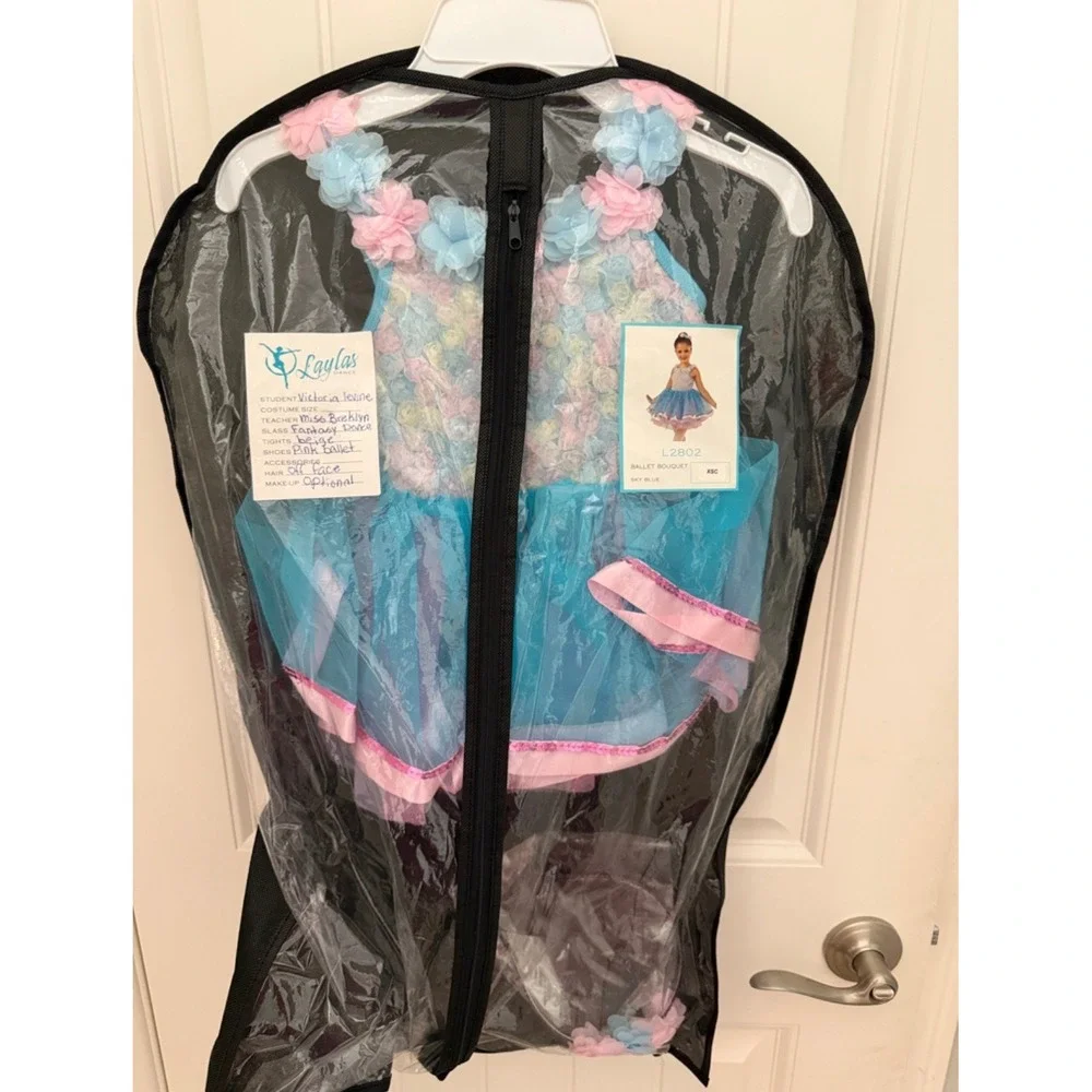 Layla's Dance Ballet Bouquet Sky Blue Floral Tutu Costume XSC with Headband